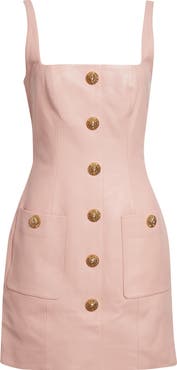 Balmain Button Leather Minidress
