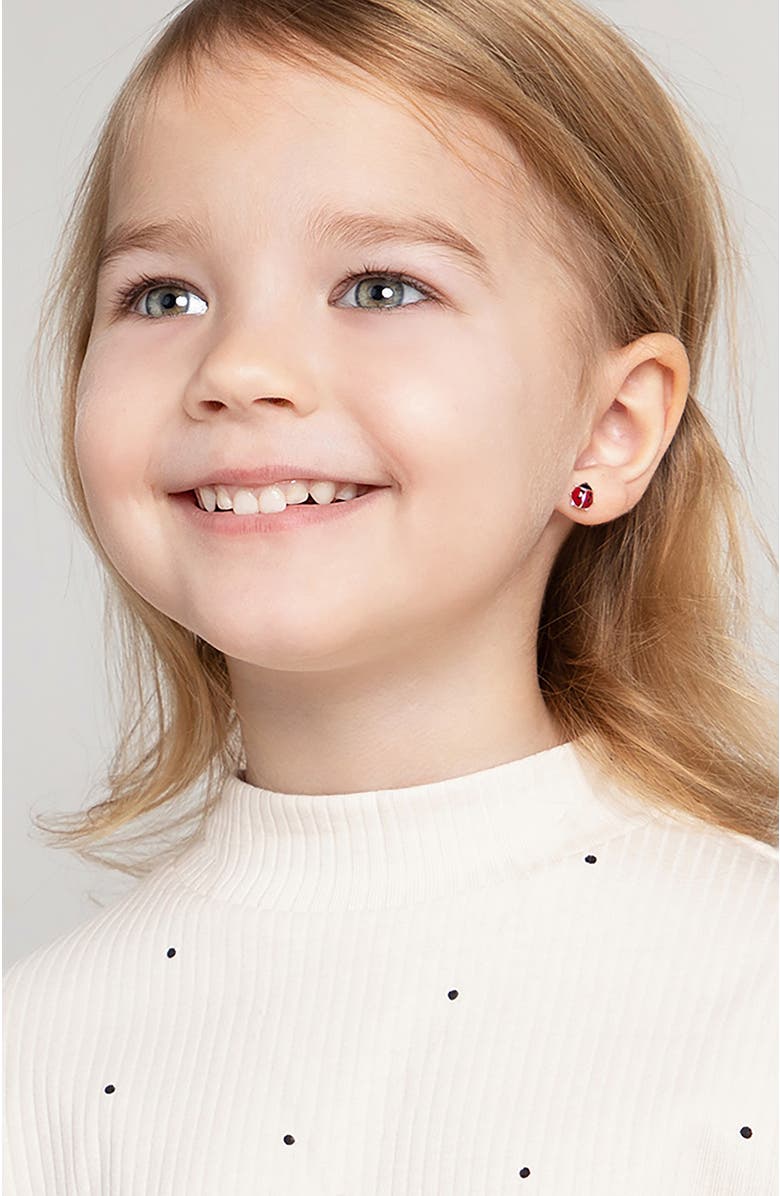 In Season Jewelry Adorable Enamel Ladybug Earrings, Alternate, color, Red