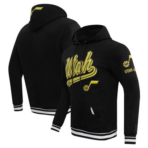 Men's Pro Standard Black Utah Jazz Script Tail Pullover Hoodie