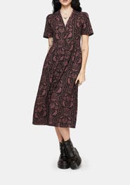 Disturbia Annabel Raven Print Midi Shirt Dress