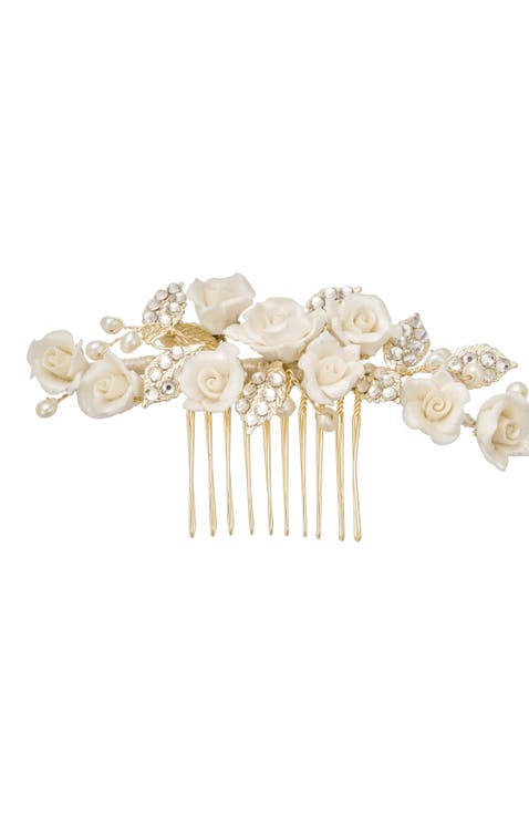 Victoria Crystal Floral Comb