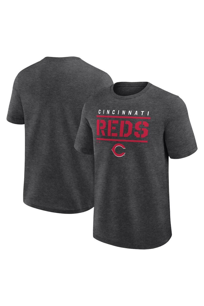 Men's Fanatics Heather Charcoal Cincinnati Reds Top Notch T-Shirt, Main, color, Heather Charcoal
