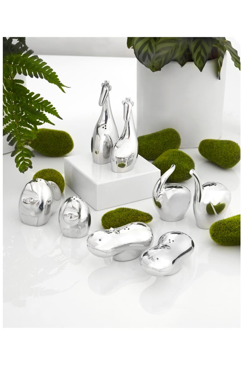 Savanna Lion Salt & Pepper Shakers, Alternate, color, METALLIC SILVER