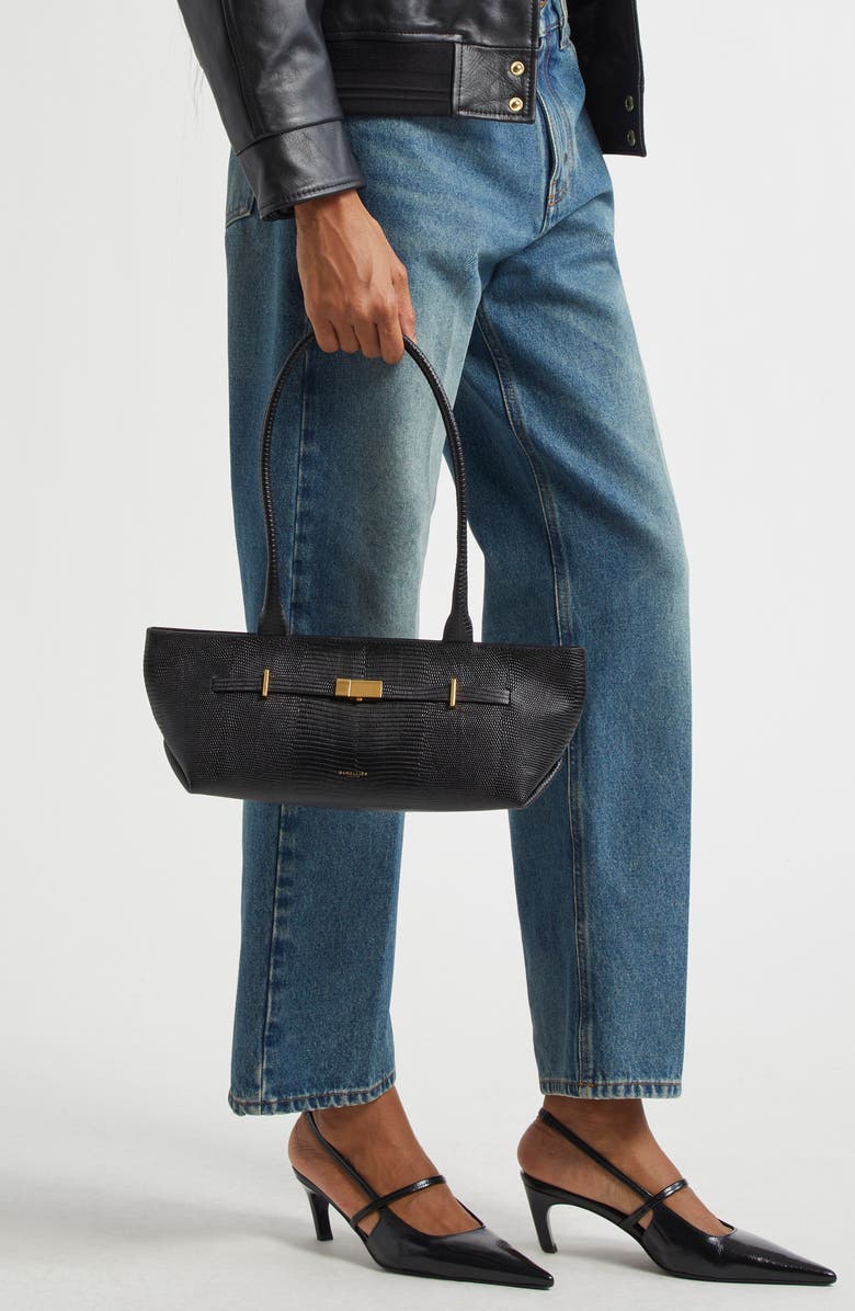 DeMellier The New York Leather Shoulder Bag, Alternate, color, Black Tones