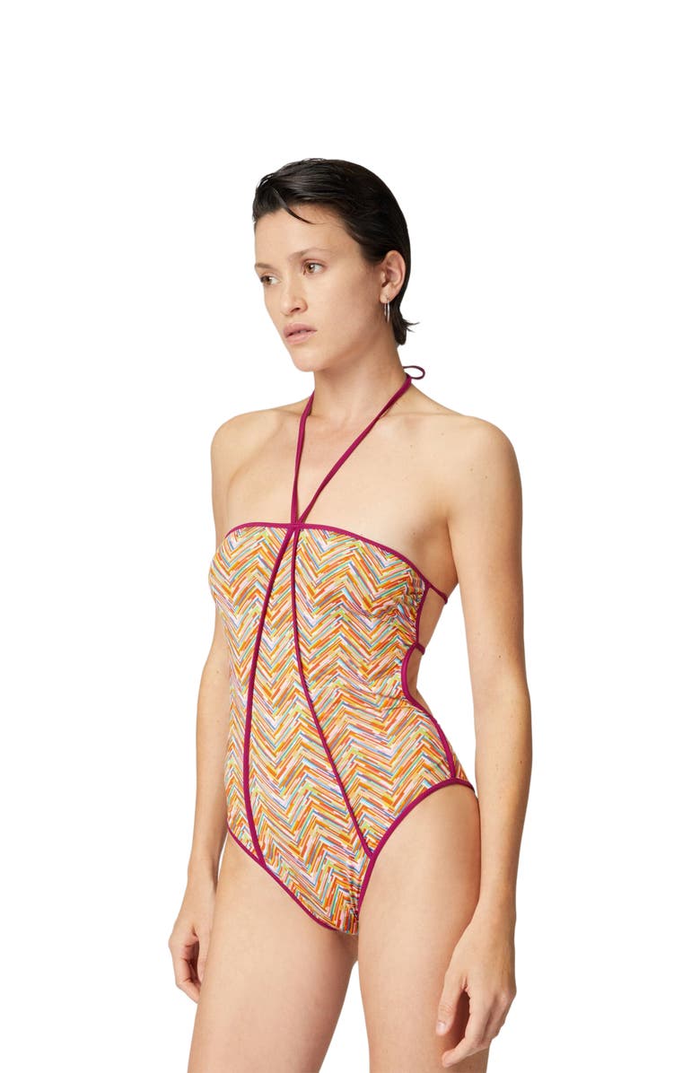 Missoni Reversible One-piece Swimsuit With Print And Contrasting Piping, Main, color, Multicoloured