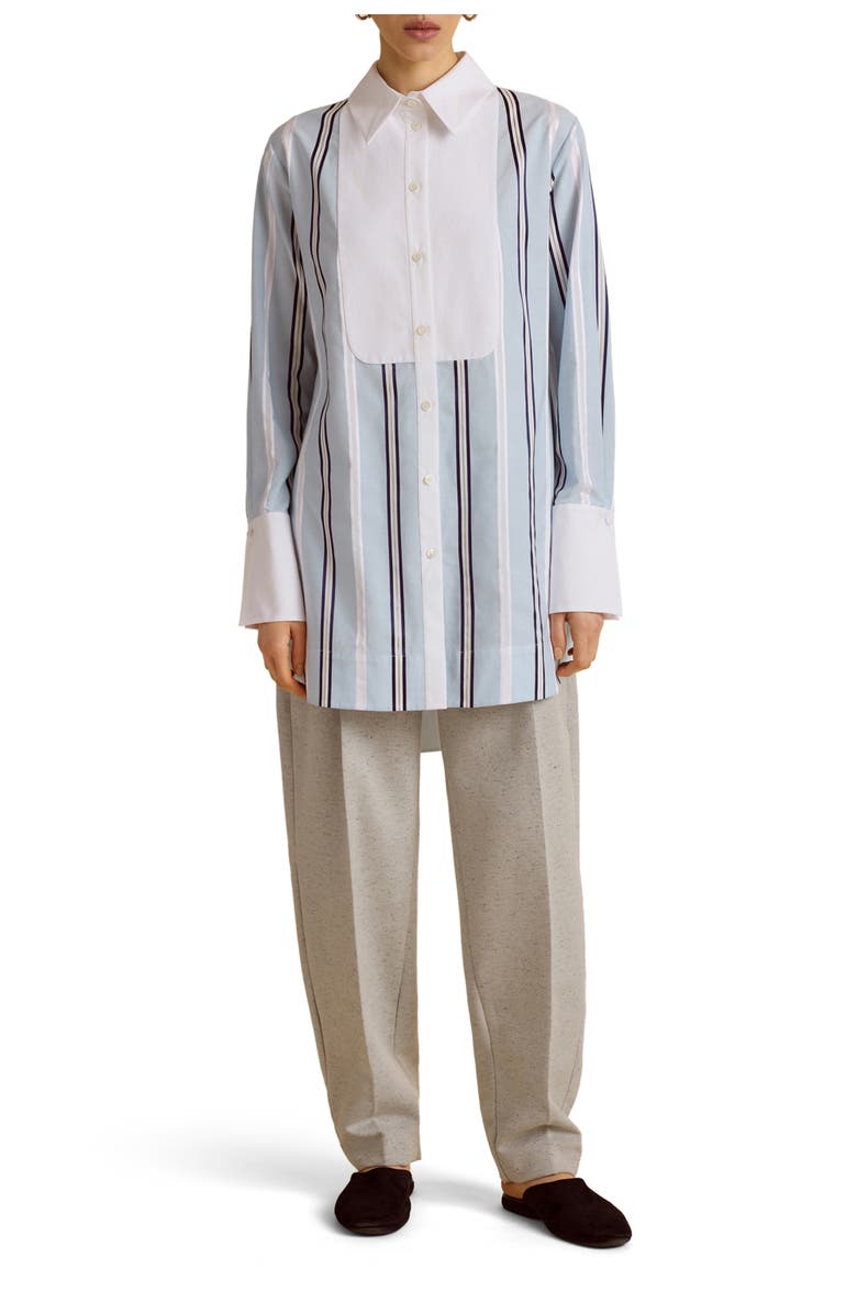 Marina Moscone Slim Tuxedo Shirt, Alternate, color, Mist Pinstripe