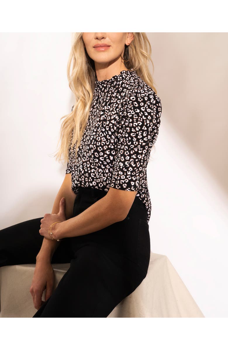 CeCe Animal Print Ruched Sleeve Top, Alternate, color,