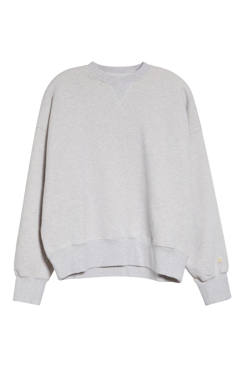 Gender Inclusive Star Oversize Distressed Crewneck Sweatshirt, Alternate, color, VINTAGE GRAY MELANGE