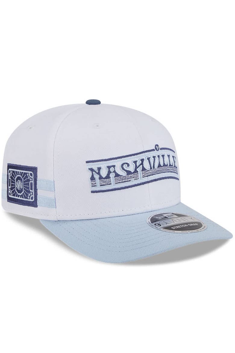 Men's New Era  White/Light Blue Nashville SC 2025 Third 9SEVENTY Stretch-Snap Hat, Alternate, color, White