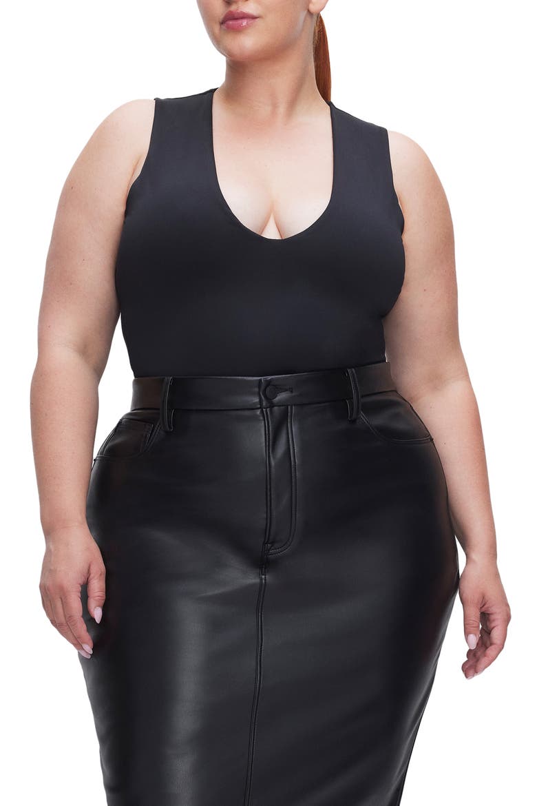 Sculpting Deep V Tank Bodysuit, Alternate, color, BLACK001