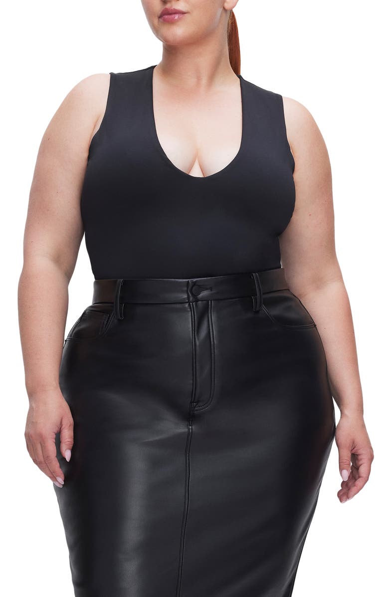 Good American Sculpting Deep V Tank Bodysuit, Alternate, color, Black001