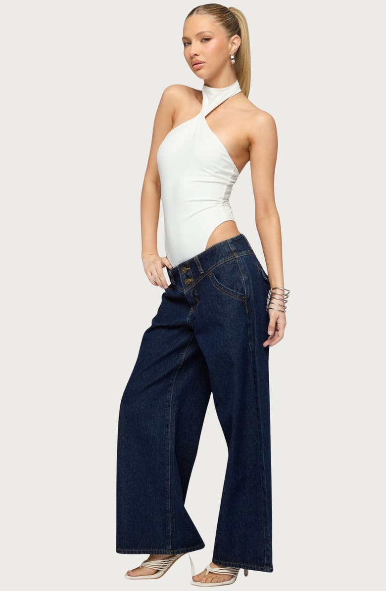 EDIKTED Jimana Halter Neck Bodysuit, Alternate, color, 