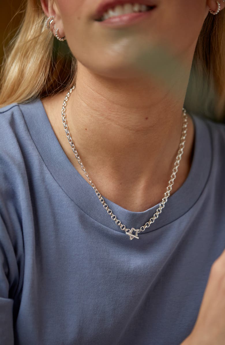 Estella Bartlett Star T-Bar Link Necklace, Alternate, color, Silver