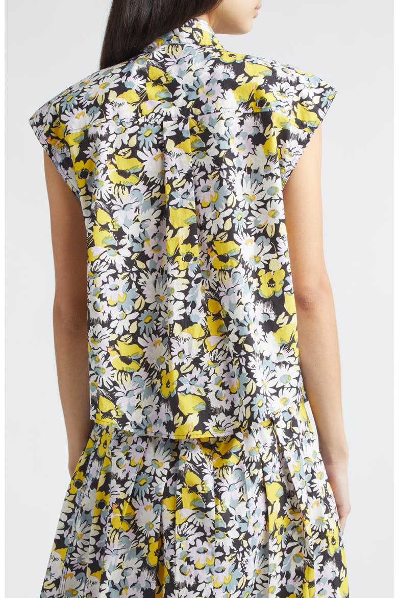 Pop Flowers Print Cotton Bow Top, Alternate, color, PFY56 MAIZE
