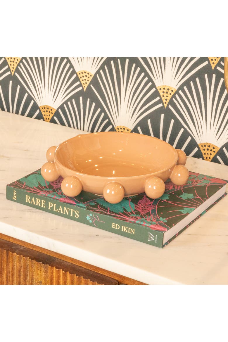 9.75-Inches Stoneware Bowl with Orbs and Reactive Glaze, Nude, Alternate, color, Nude