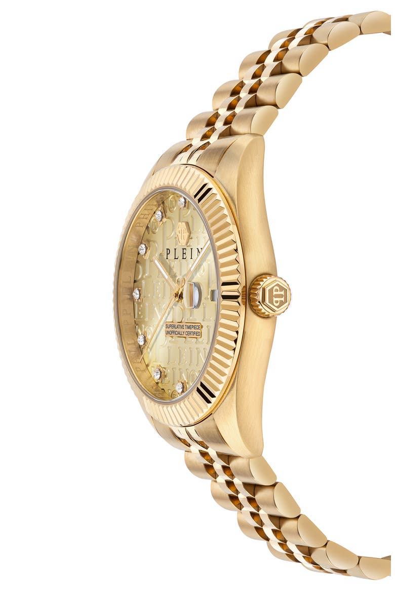 Date Superlative Crystal Bracelet Watch, 41mm, Alternate, color, IP YELLOW GOLD