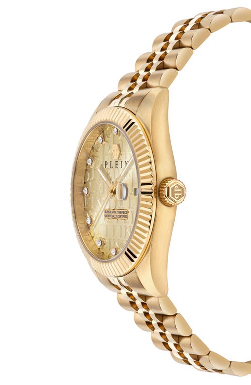 Philipp Plein Date Superlative Crystal Watch In Ip Yellow Gold