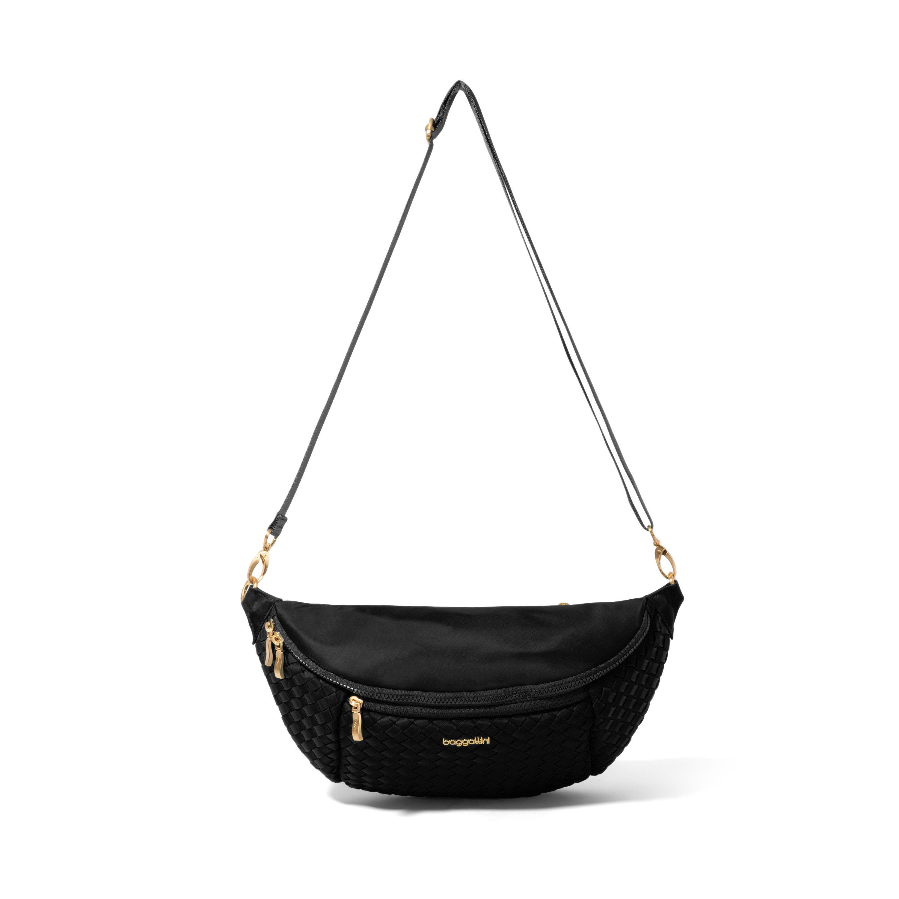 BAGGALLINI Stanton Woven Crossbody, Alternate, color, Black Woven Twill