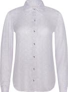 L'AGENCE Nina Geo Print Silk Button-Up Shirt
