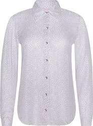 L'AGENCE Nina Geo Print Silk Button-Up Shirt