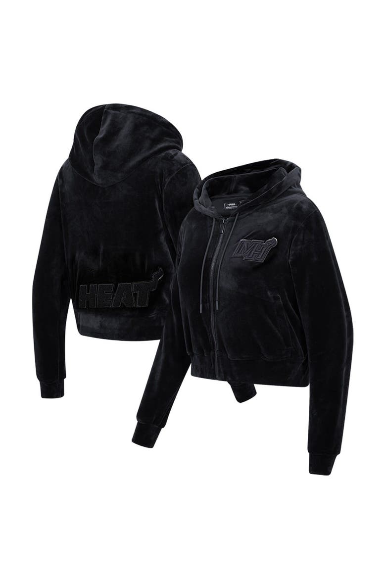 Women's Pro Standard Miami Heat Triple Black Velour Full-Zip Hoodie, Alternate, color, Black