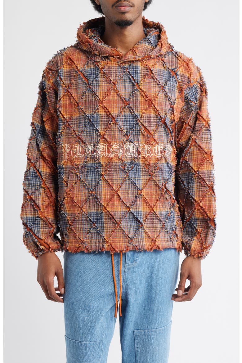 Mystic Flannel Poncho Hoodie, Main, color, ORANGE