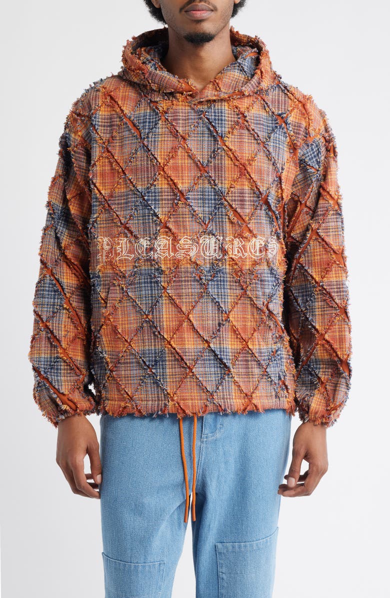 PLEASURES Mystic Flannel Poncho Hoodie, Main, color, Orange