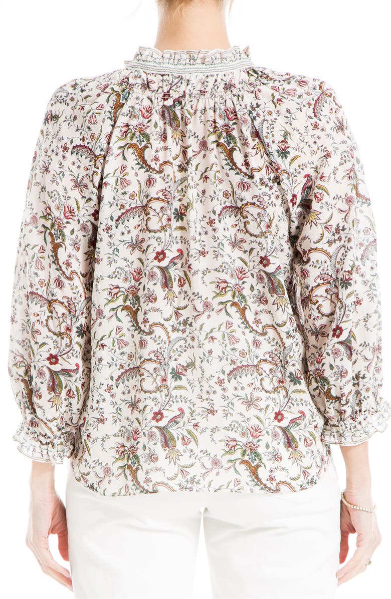 MAX STUDIO Ruffle Collar Puff Shoulder Top, Alternate, color, Wavy Branch Pnl