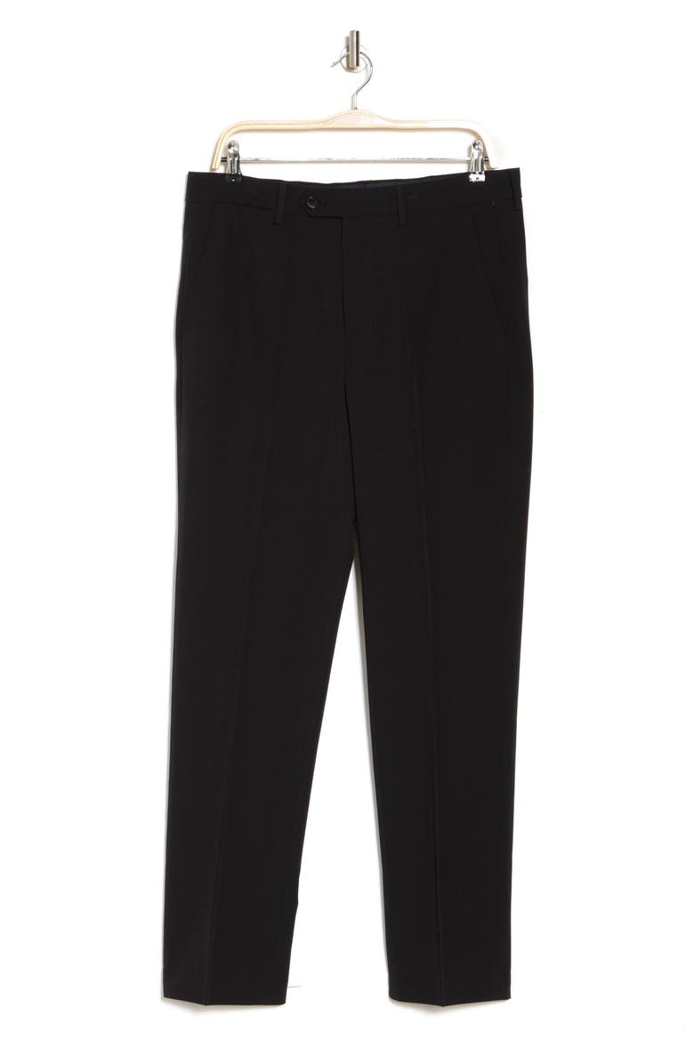 Solid Flat Front Trouser, Alternate, color, BLACK