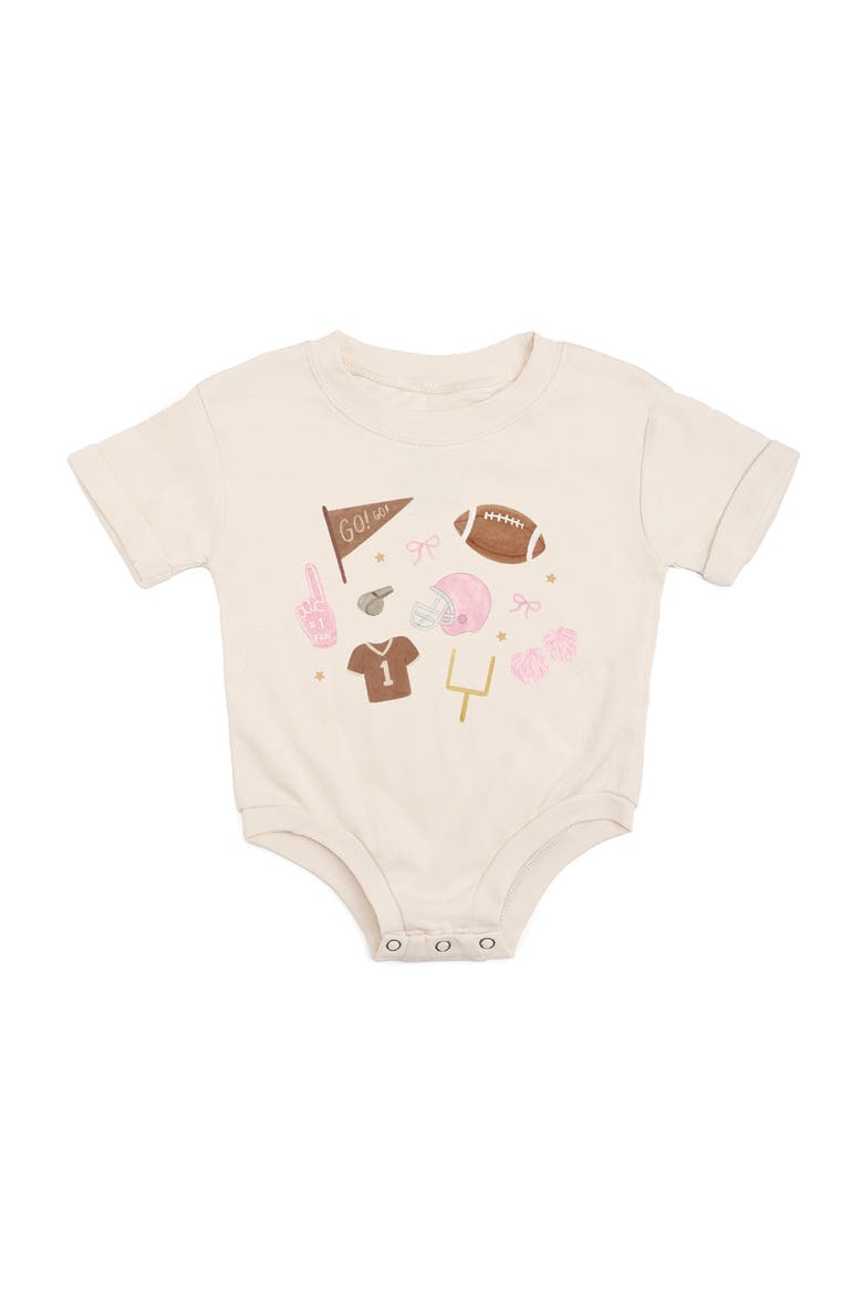 Game Day Icon Short Sleeve Romper, Main, color, Natural Heather