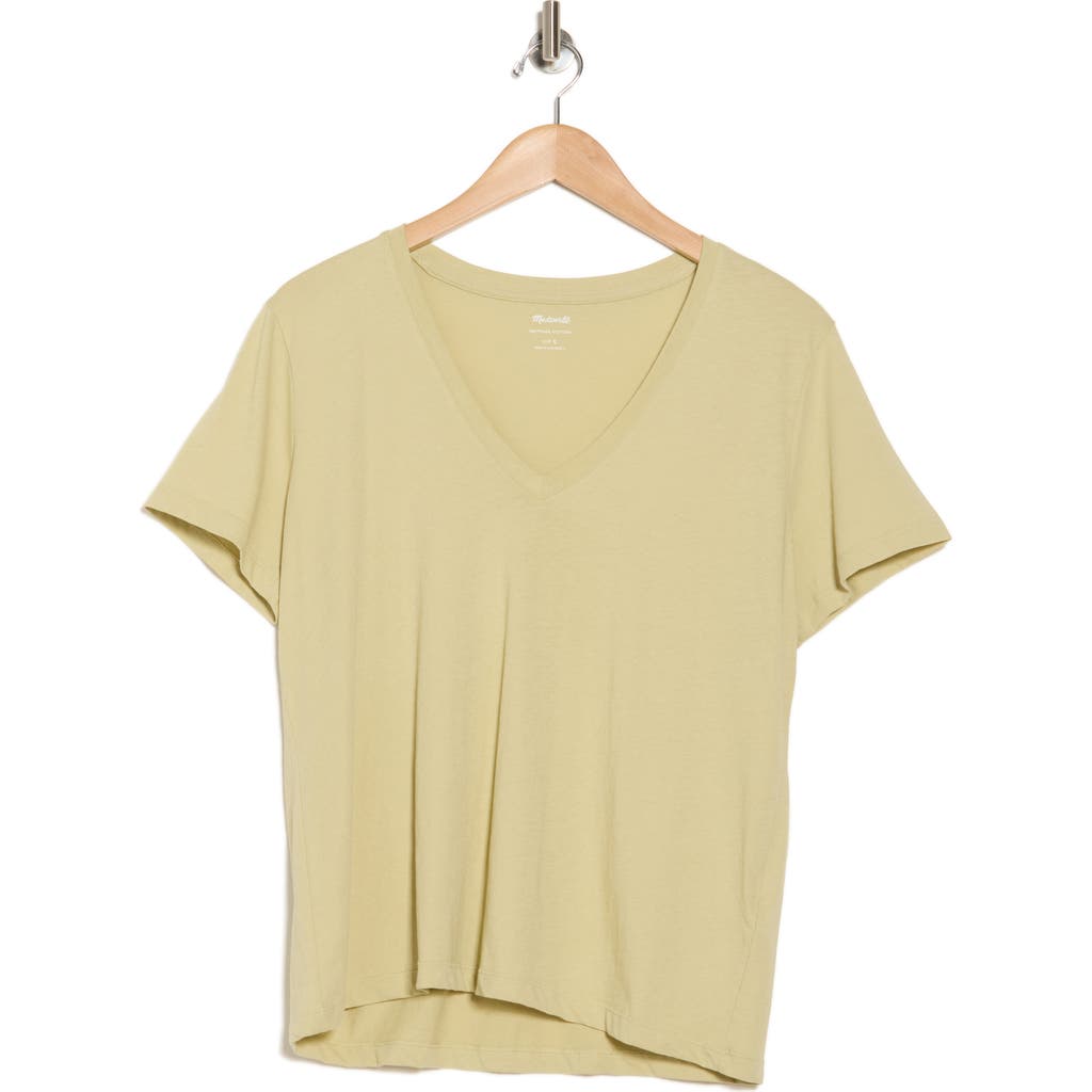 Shop Madewell Whisper V-neck T-shirt In Pale Lichen