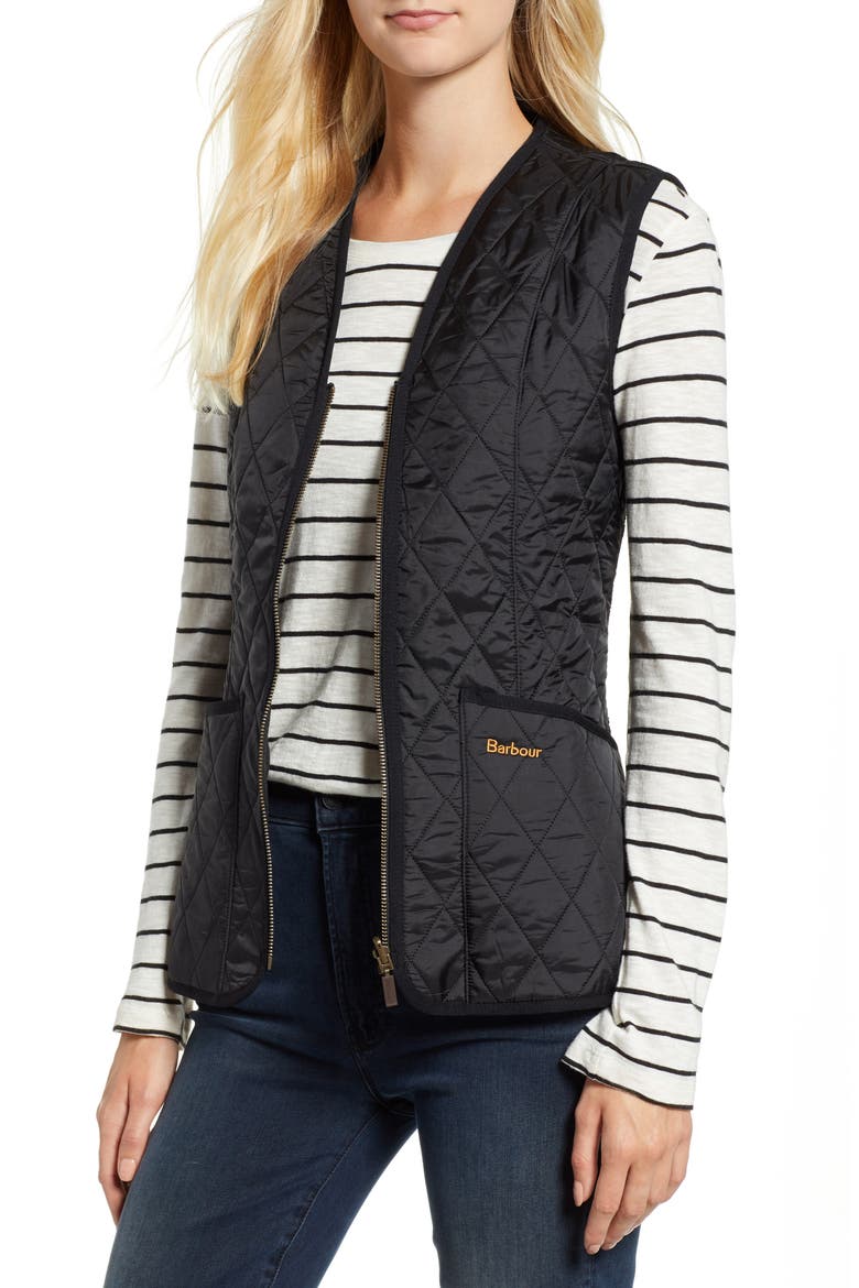 Betty Quilted Fleece Lined Vest, Main, color, BLACK/BLACK