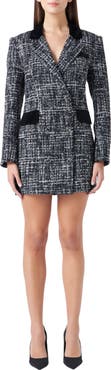 Endless Rose Long Sleeve Tweed Blazer Minidress