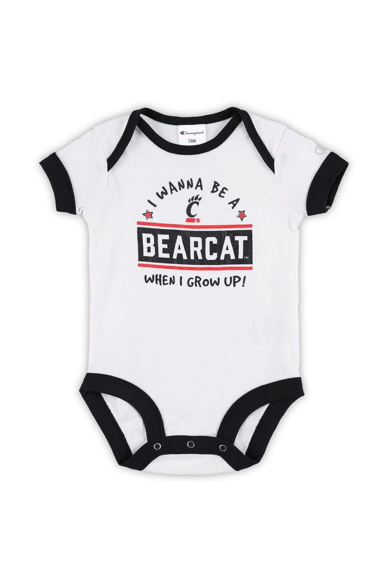 Infant Champion Black/Heather Gray Cincinnati Bearcats I Wanna Be Three-Pack Bodysuit Set, Alternate, color, Black