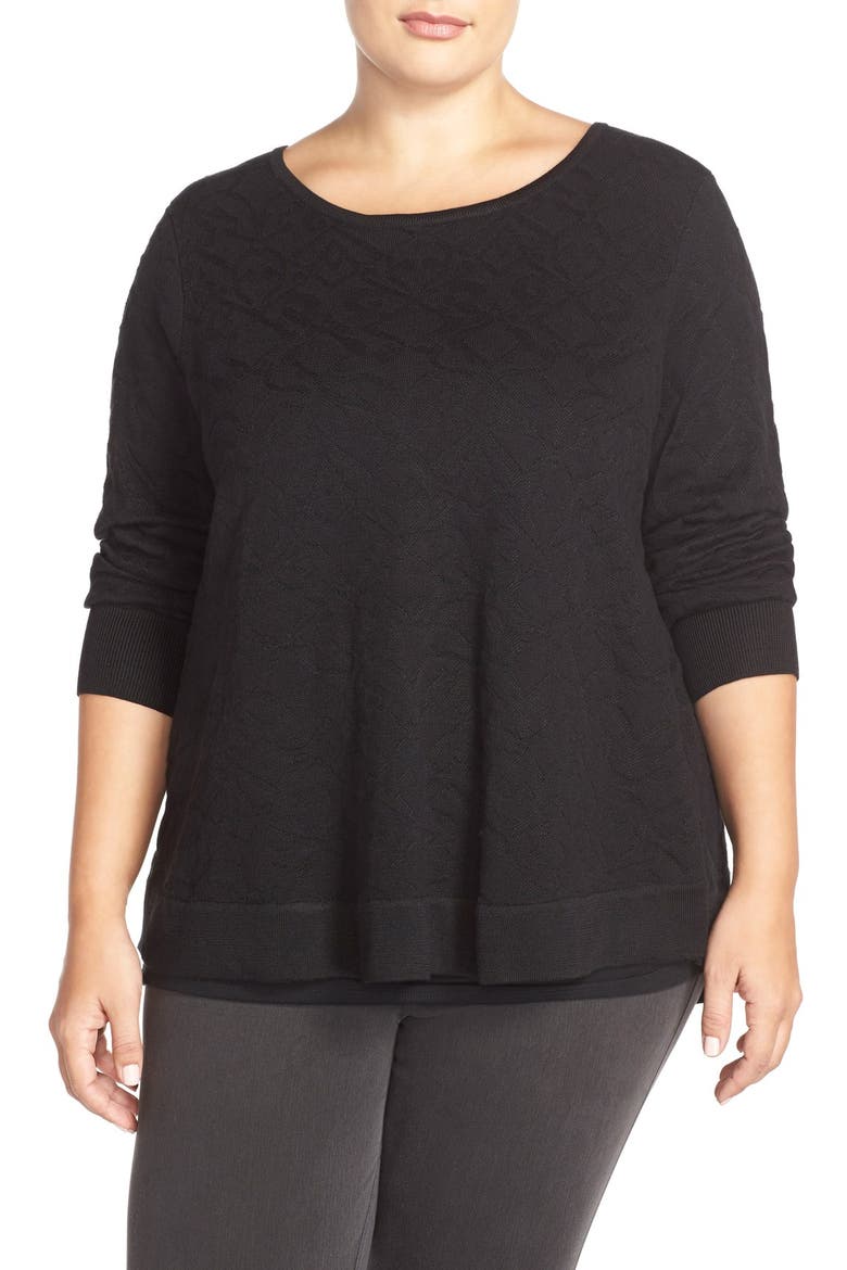 Button Back Jacquard Knit Sweater, Main, color, BLACK