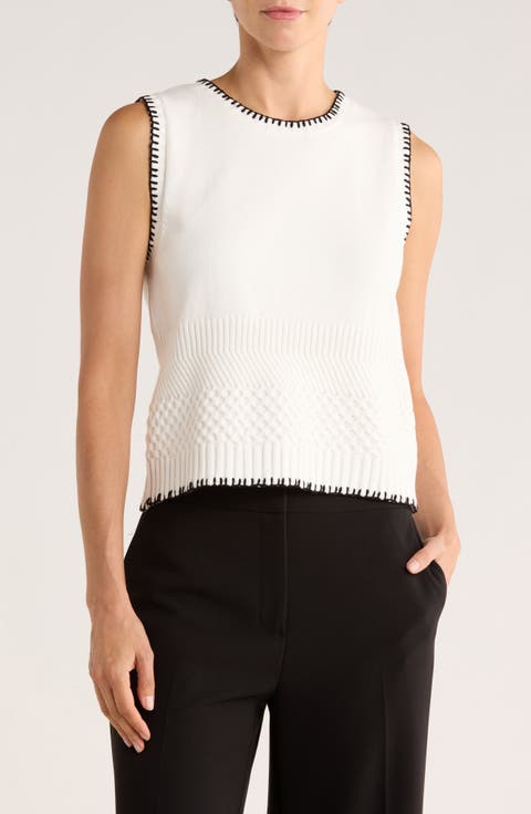 Whipstitch Texture Sleeveless Sweater