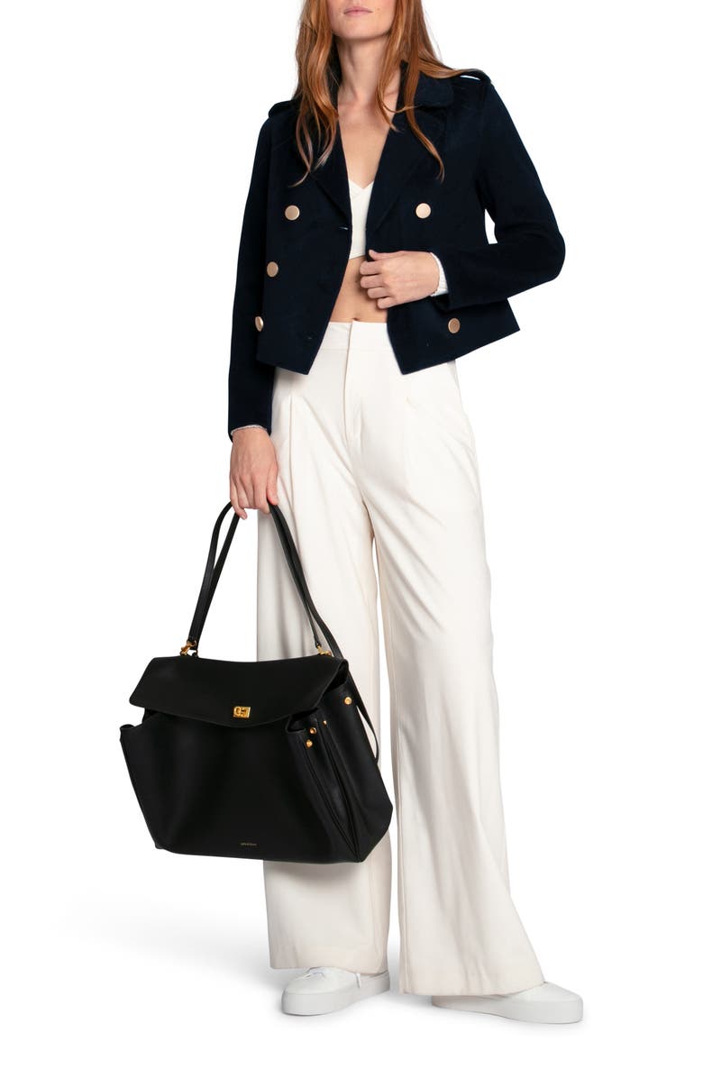 Belle & Bloom Love Me Now Wool Blend Crop Coat, Alternate, color, Navy