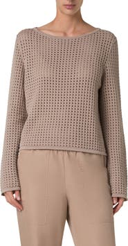 Akris punto Boat Neck Dot Mesh Sweater