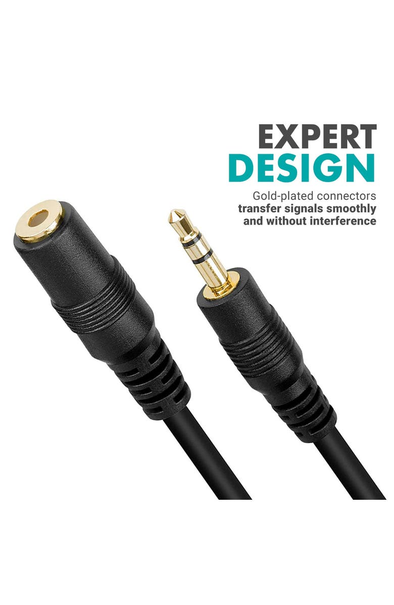 MOVO MC20 3.5mm TRS Female to Male Extension Cable - 20ft, Alternate, color, Black