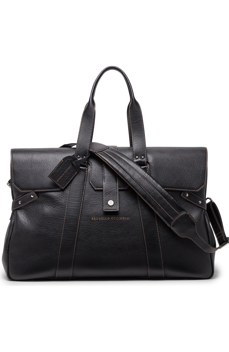 Brunello Cucinelli Grained calfskin Country Weekender bag, Main, color,