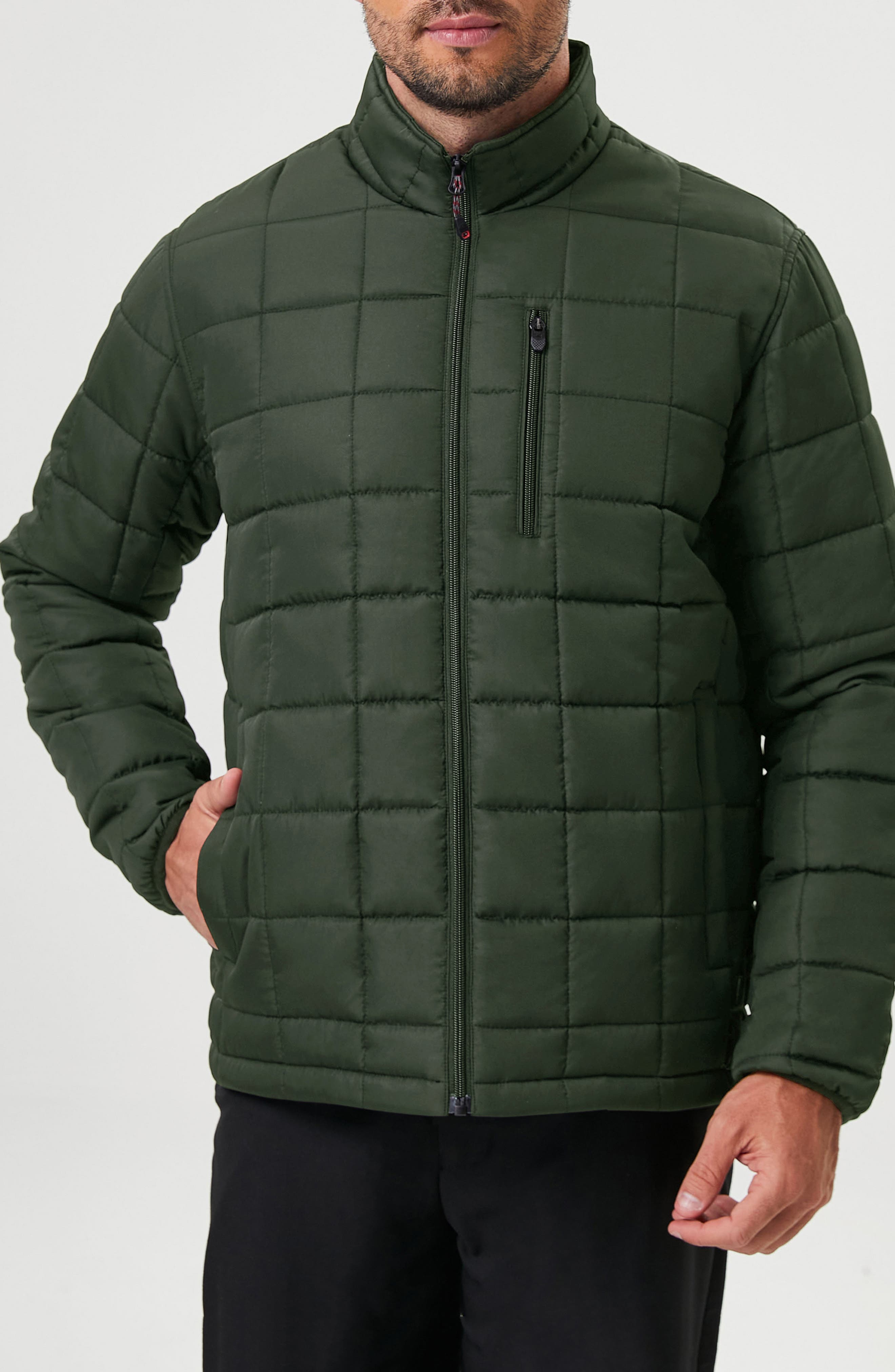 HAWKE & CO Box Quilt Hooded Puffer Jacket