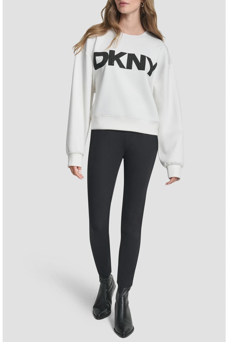 Embellished Logo Scuba Sweatshirt, Alternate, color, IVORY