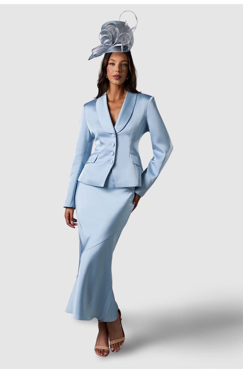 Coast Satin Lapel Waisted Jacket, Alternate, color, Dusty Blue