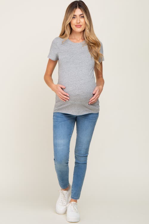Pinkblush Basic Crew Neck Tee In Gray