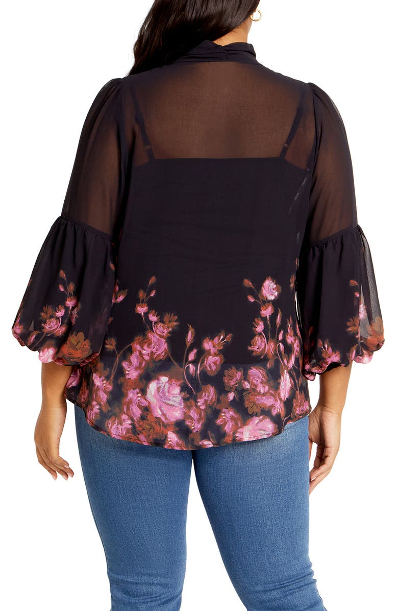 City Chic Romance Sheer Button-Up Top, Alternate, color,