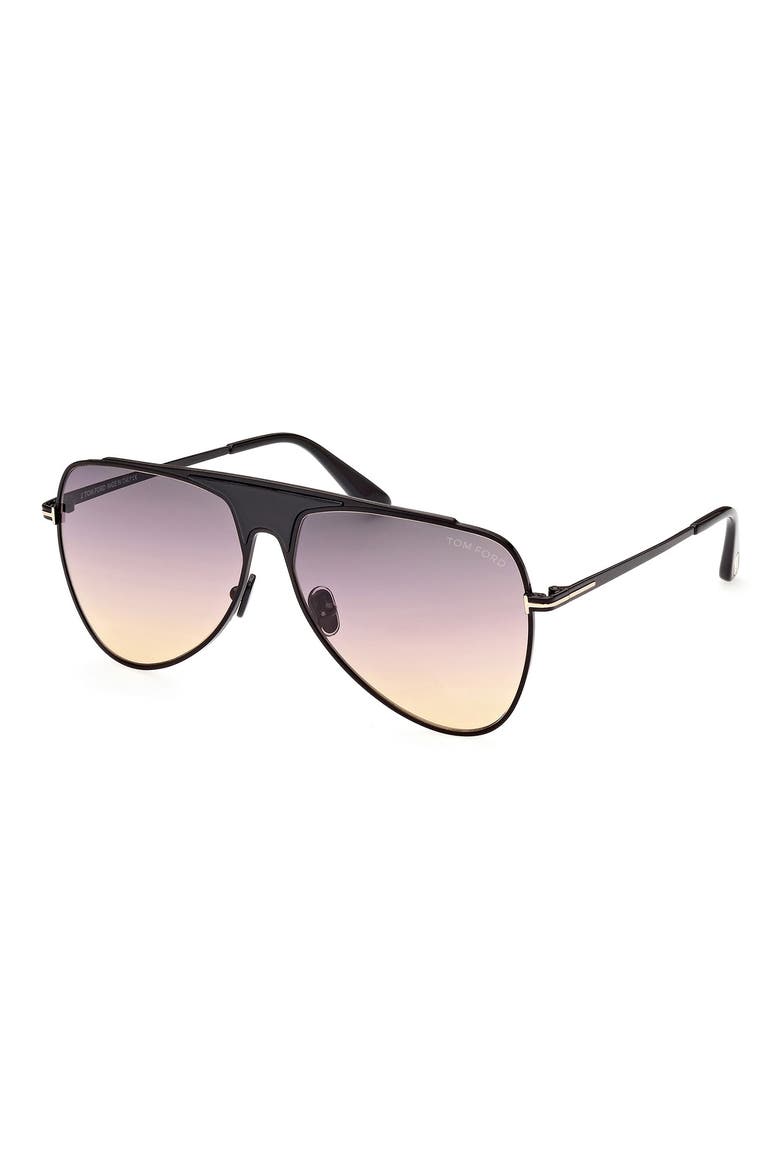 Ethan 60mm Gradient Pilot Sunglasses, Alternate, color, SHINY BLACK / GRADIENT SMOKE