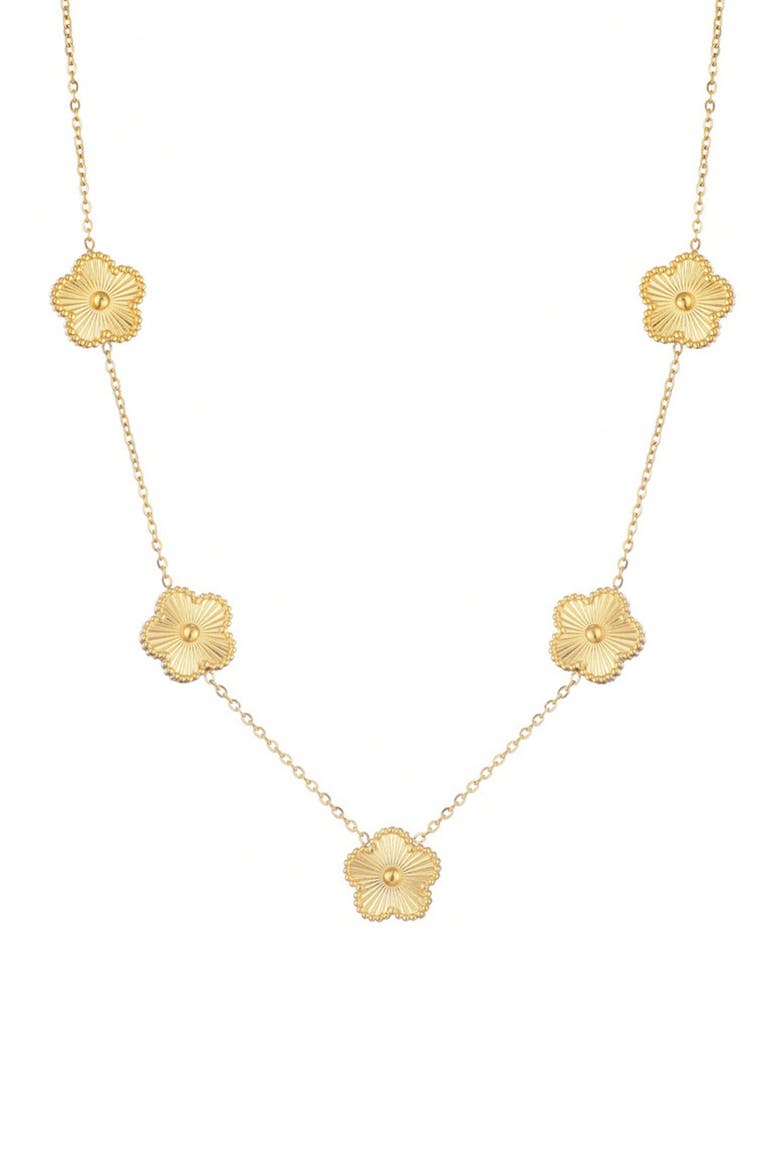 Tarnish Resistant Flower Station Necklace, Main, color, GOLD