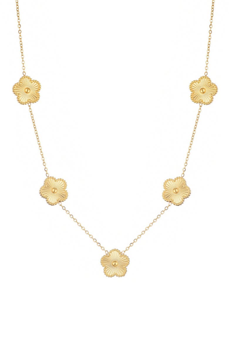 Adornia Tarnish Resistant Flower Station Necklace, Main, color, Gold