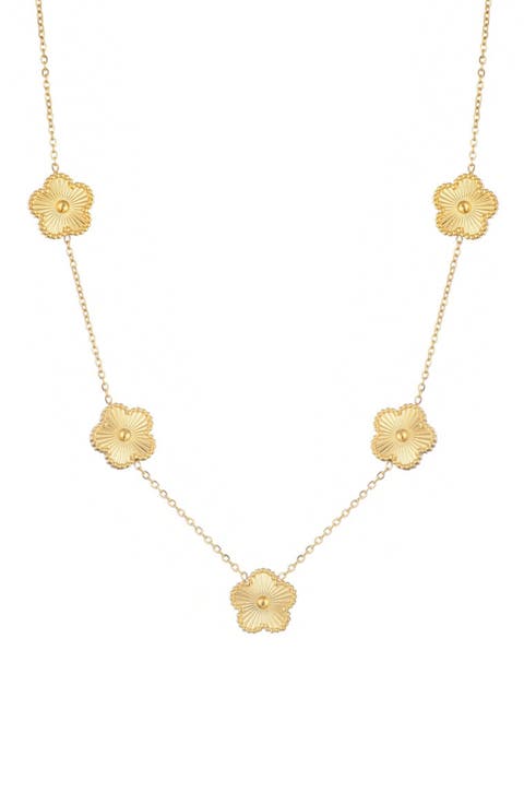 Tarnish Resistant Flower Station Necklace