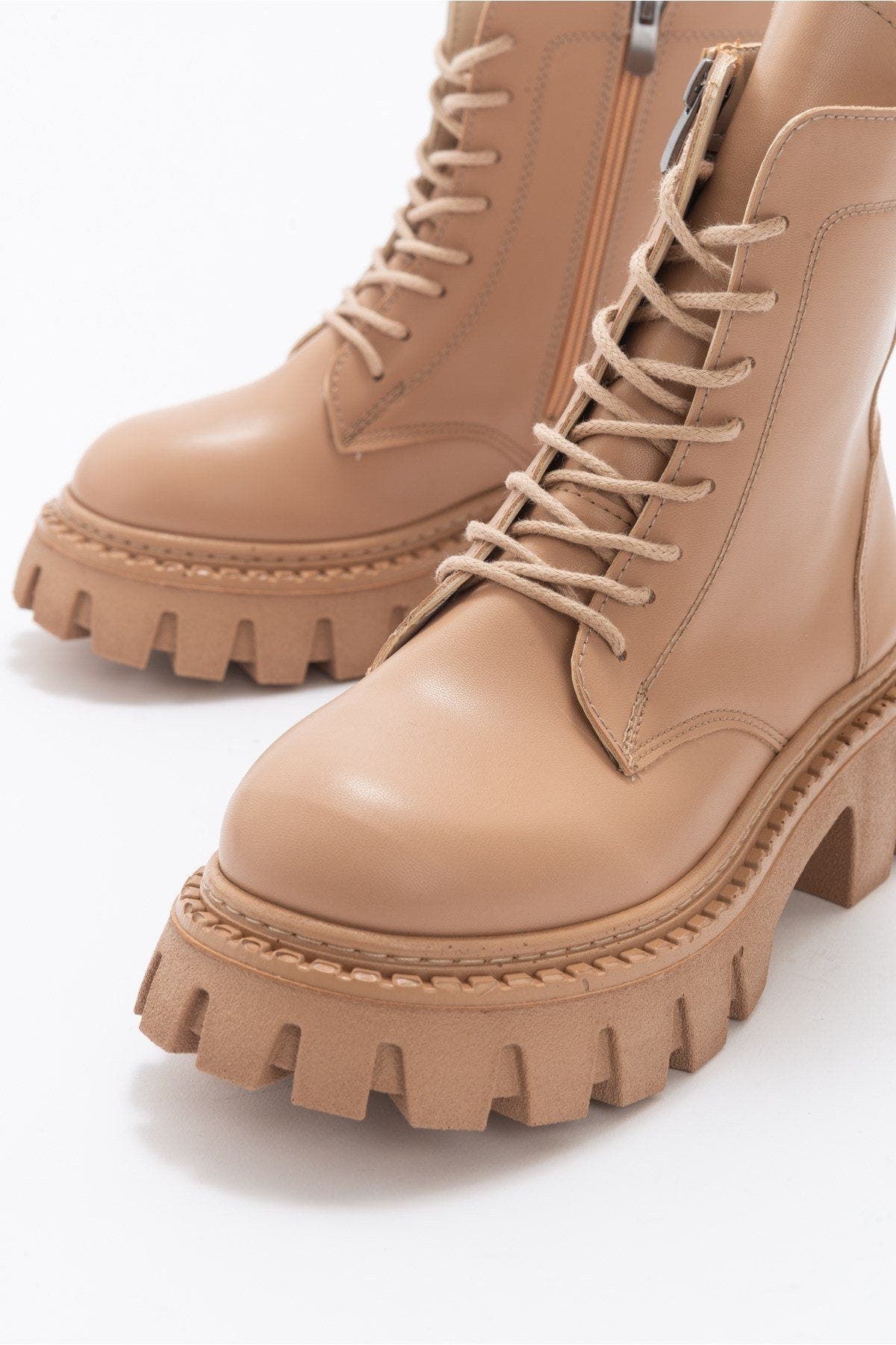 Prologue Shoes Zarela Chunky Boot, Alternate, color, Dark Beige Faux Leather